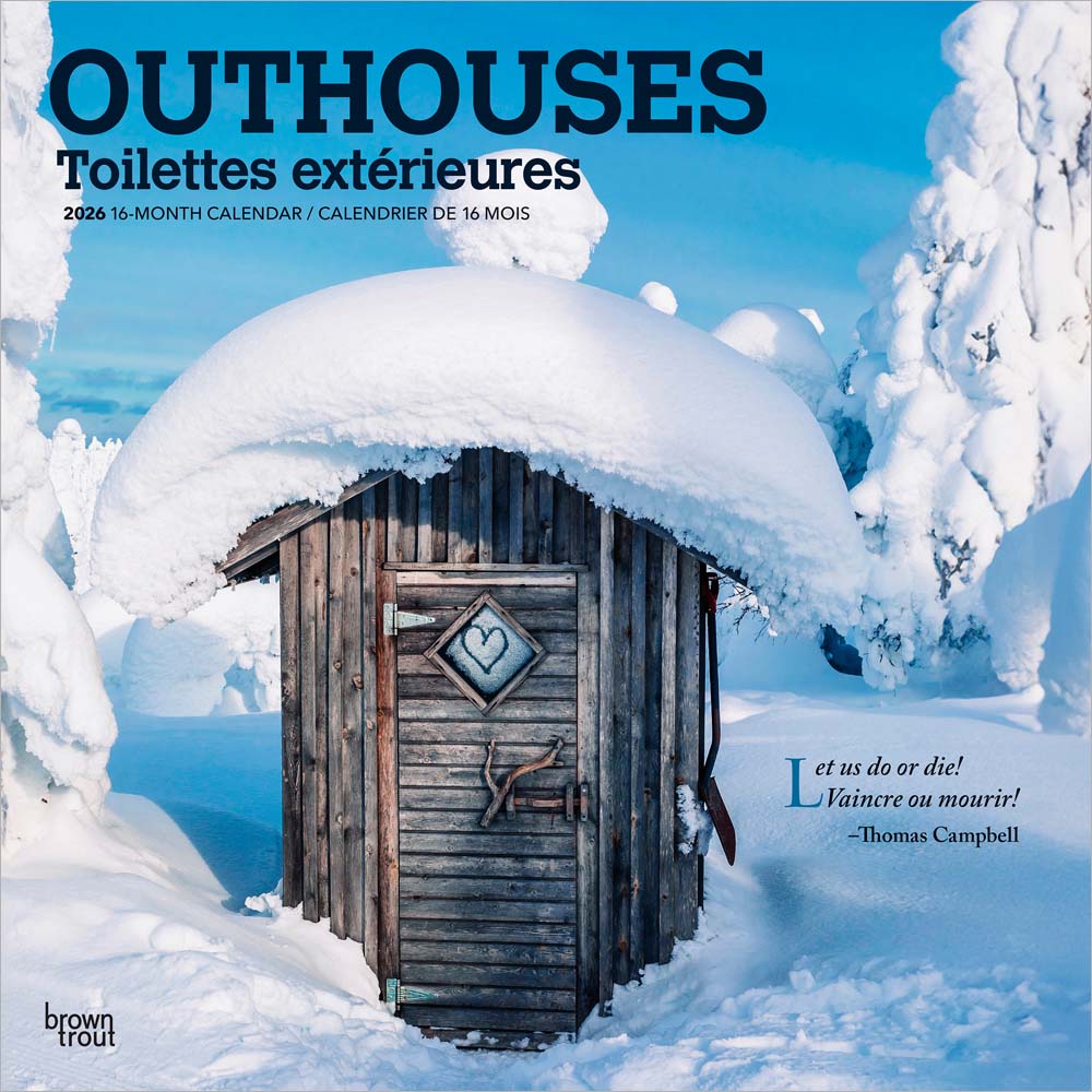 Outhouses | 2026 12 x 24 Inch (Hanging) Monthly Square Wall Calendar | English/French Bilingual