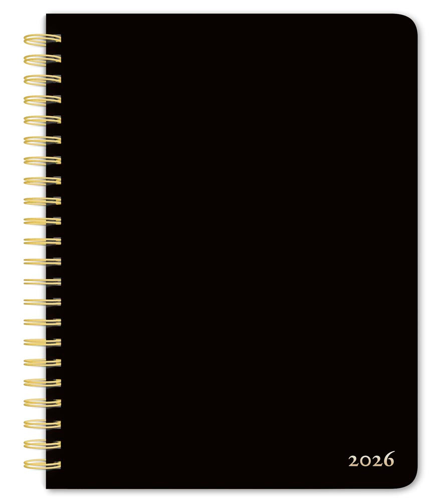 Black Solid | 2026 6 x 7.75 Inch Weekly Desk Planner | Foil Stamped Cover