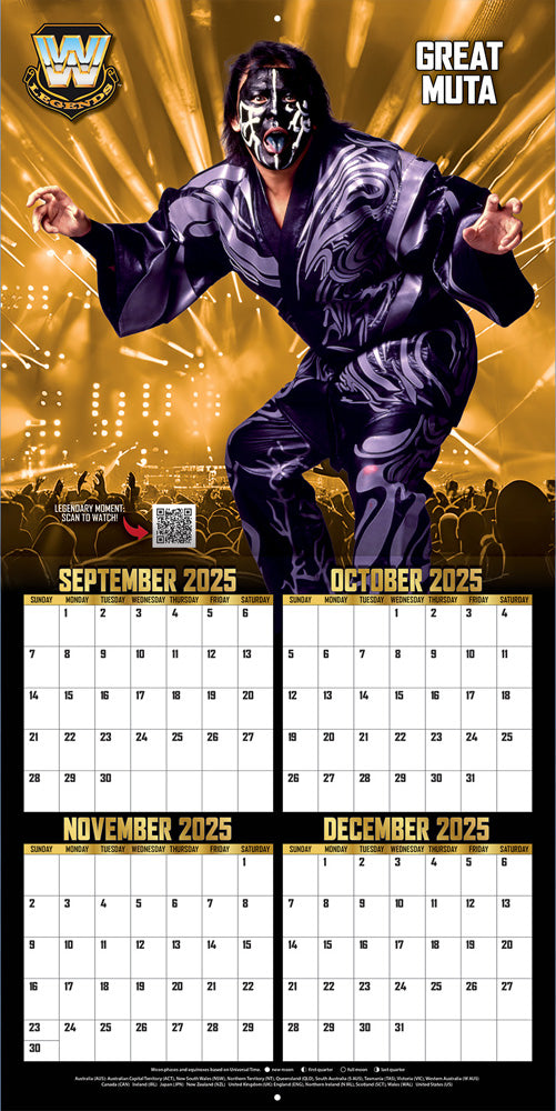 WWE Legends 2026 12x12 Wall Calendar