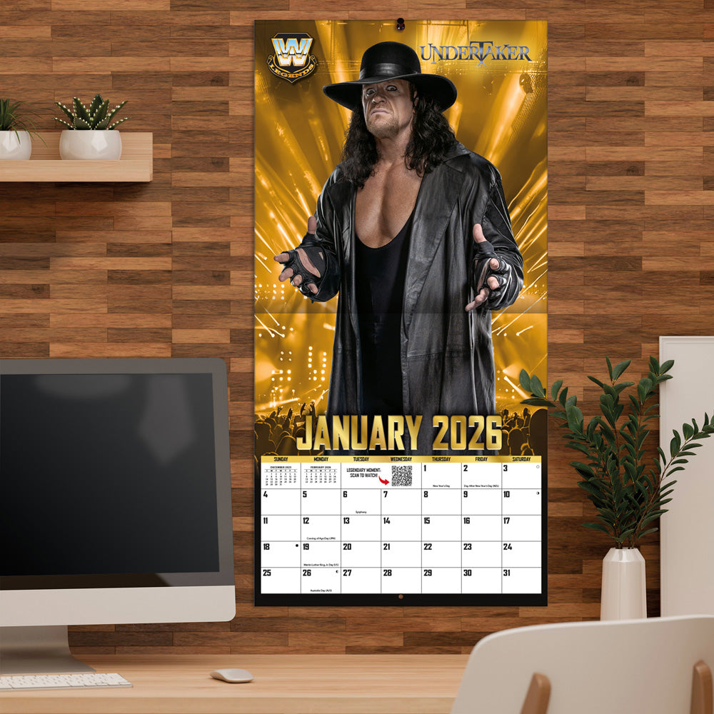 WWE Legends 2026 12x12 Wall Calendar
