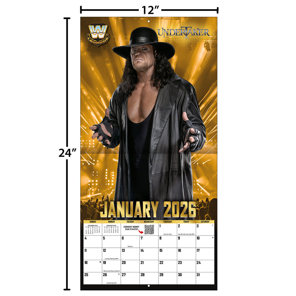 WWE Legends 2026 12x12 Wall Calendar