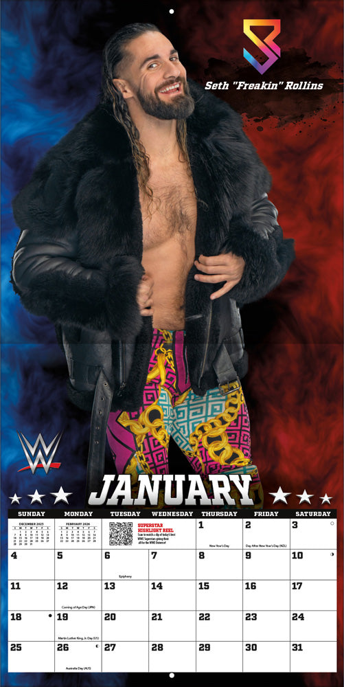 WWE Superstars 2026 12x12 Wall Calendar
