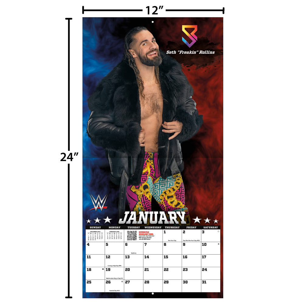 WWE Superstars 2026 12x12 Wall Calendar