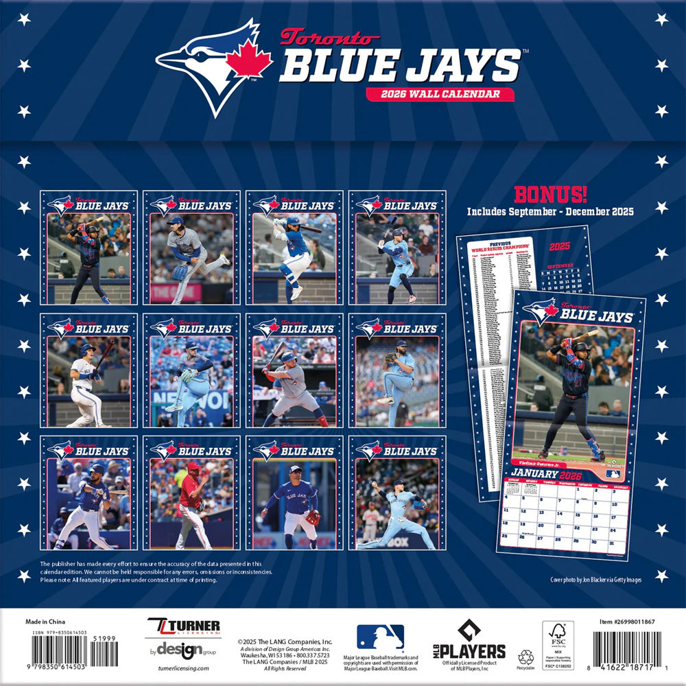 MLB Toronto Blue Jays 2026 Wall Calendar