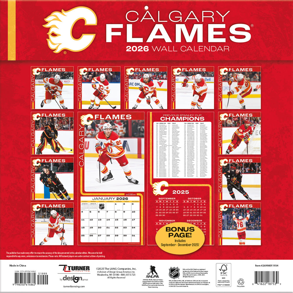 NHL Calgary Flames 2026 12x12 Wall Calendar