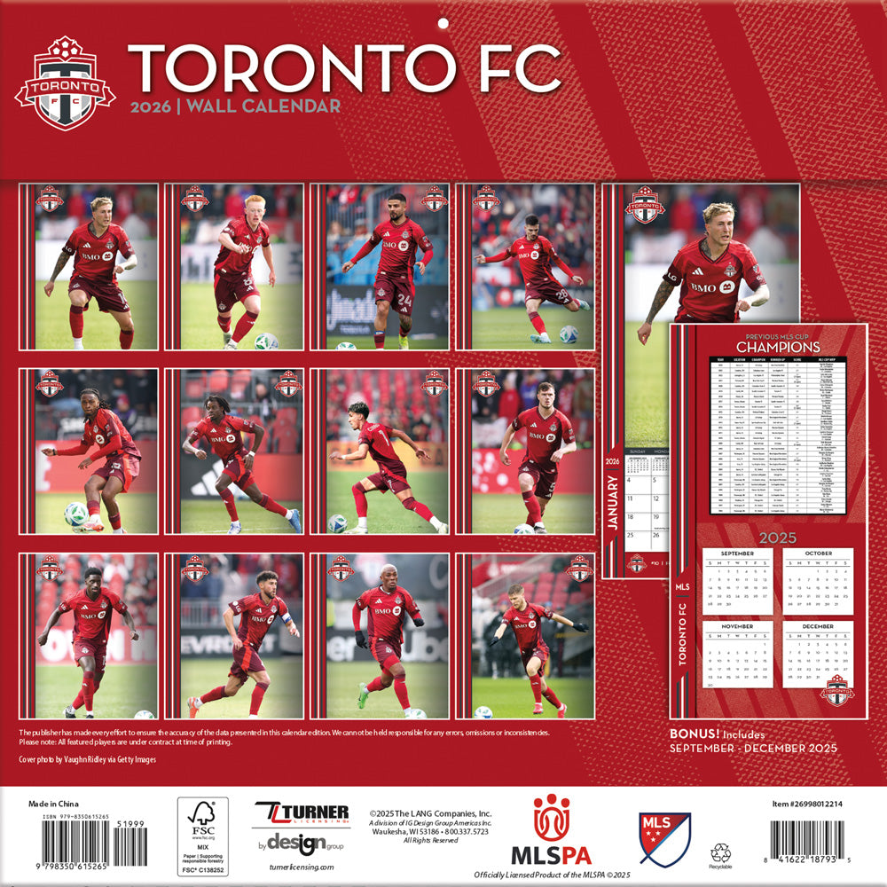 MLS Toronto FC 2026 12x12 Wall Calendar